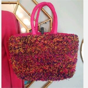 Women's Rare Runway Paris Tote Confetti Multicolored Rare Straw Raffia NWT